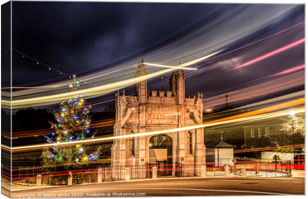  Helston Cornwall, high street at Christmas Canvas Print by kathy white