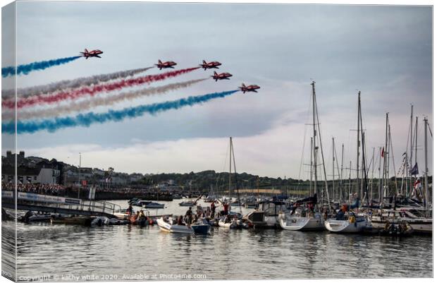 falmouth,Red Arrows over Falmouth bay Cornwall Canvas Print by kathy white