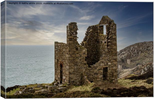 Old tin  mines Cornwall Botallack mines,St Agnes Canvas Print by kathy white