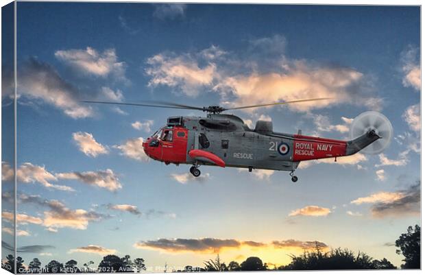 search and rescue Sea King  helicopter from 771 Sq Canvas Print by kathy white