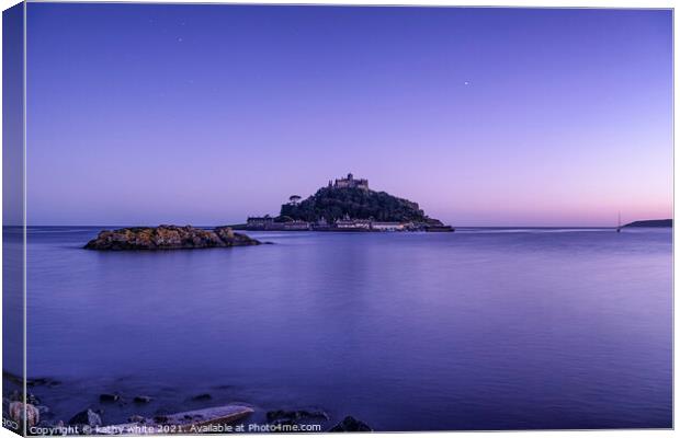 St Michaels mount Cornwall blue hour Canvas Print by kathy white