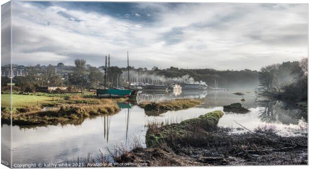 Gweek Cornwall, old boatyard,helford in cornwall Canvas Print by kathy white