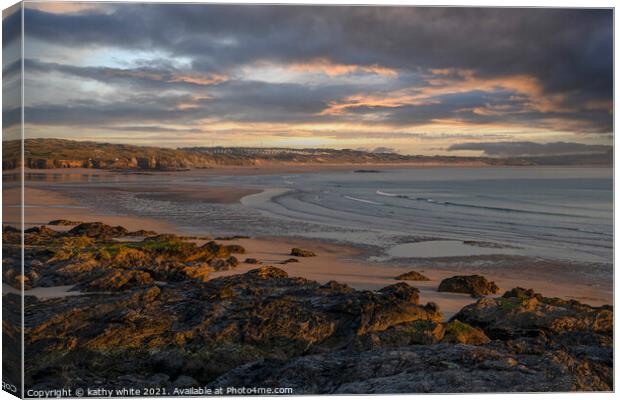 Hayle Beach ,Cornwall,Cornish beach at sunset Canvas Print by kathy white