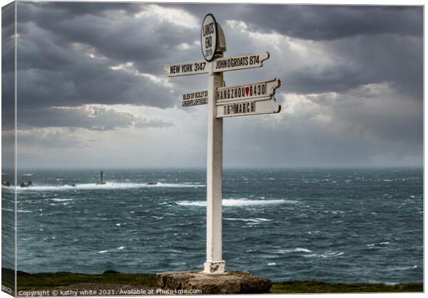 Lands End ,The Iconic Signpost,Land’s End Signpost Canvas Print by kathy white