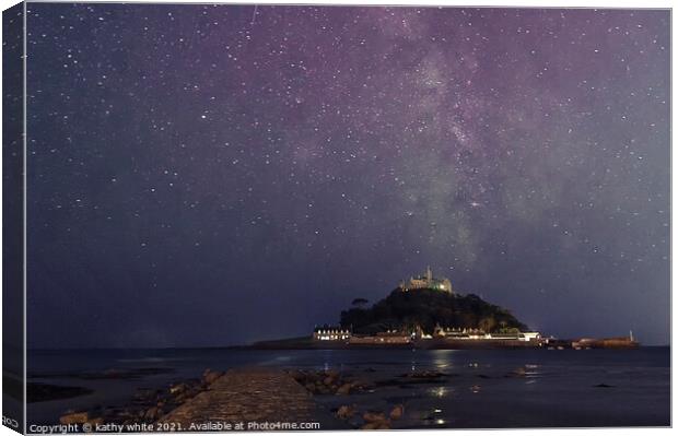 Majestic Milky Way over St Michaels Mount Canvas Print by kathy white