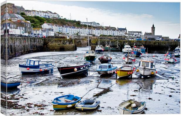 boat in the Harbour Porthleven Cornwall,Porthleven Canvas Print by kathy white