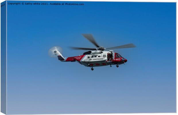 hm coastguard helicopter Canvas Print by kathy white