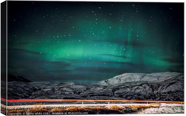 Northern Lights, Iceland,aurora,  polar lights, no Canvas Print by kathy white
