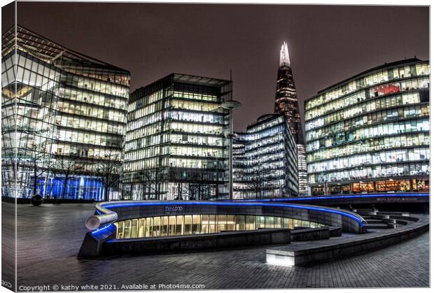 The Shard london at night The Scoop, Unicorn Theat Canvas Print by kathy white