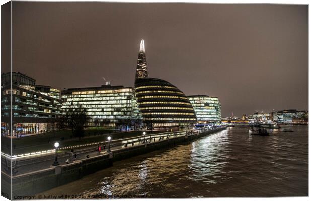 London skyline at night,london skyline Canvas Print by kathy white