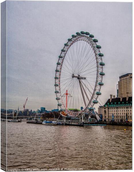 The London Eye from the river thames Canvas Print by kathy white