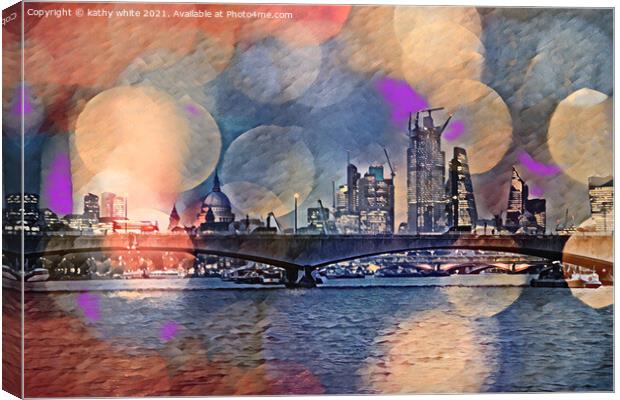 river thames; london nights  Canvas Print by kathy white