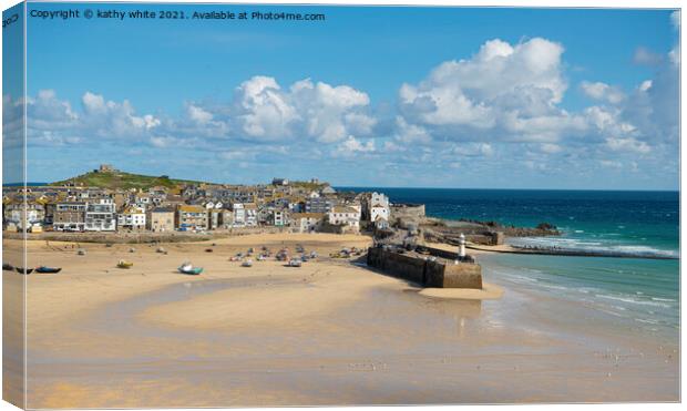 St Ives Harbour  Canvas Print by kathy white