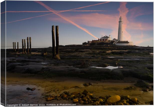 Sunrise at St Mary's Lighthouse Canvas Print by Lrd Robert Barnes