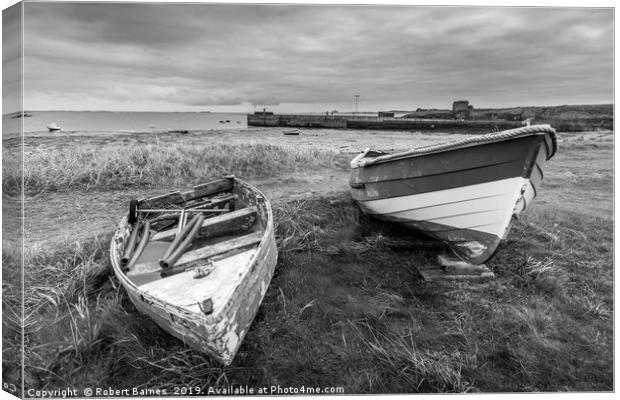 Boats of Holy Island Canvas Print by Lrd Robert Barnes