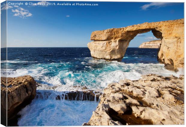 The Azure Window Canvas Print by Clive Rees