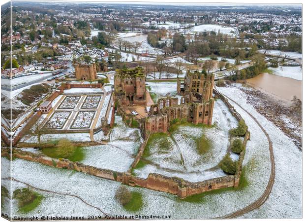 Winter at Kenilworth Castle  Canvas Print by Nicholas Jones