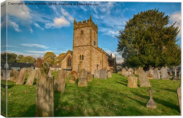 Holy Trinity Church, Ashford in the water. Canvas Print by Ant Marriott