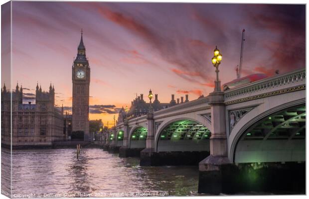 Sunset at Westminster Bridge Canvas Print by Dominic Shaw-McIver