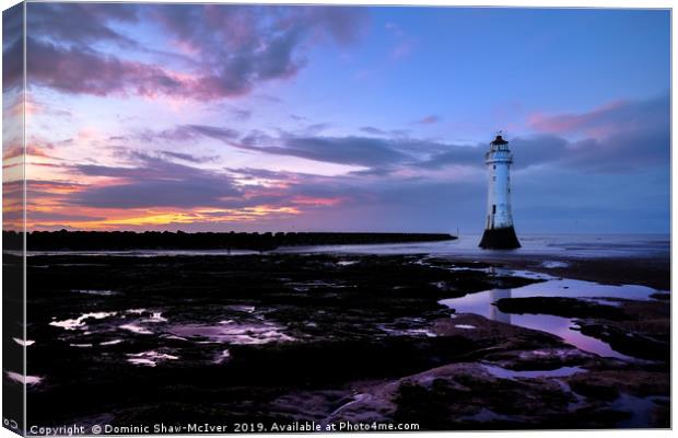 Majestic Sunset at New Brighton Lighthouse Canvas Print by Dominic Shaw-McIver