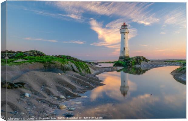 New Brighton Lighthouse at sunrise Canvas Print by Dominic Shaw-McIver