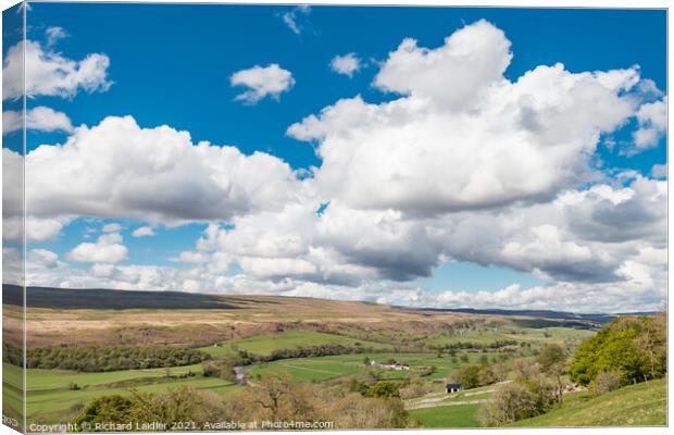 Over to Holwick, Teesdale in Spring  (2) Canvas Print by Richard Laidler