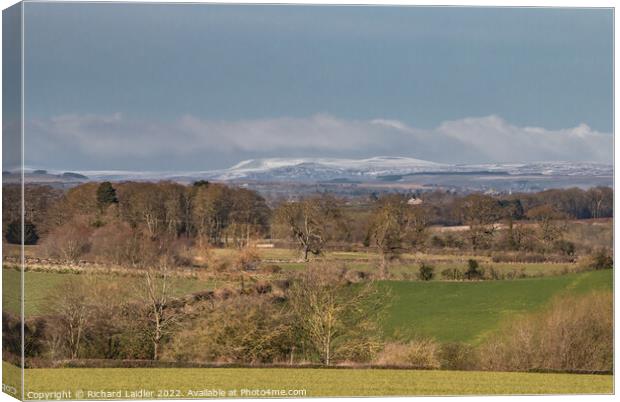 Fresh Snow on Cross Fell from Wycliffe Canvas Print by Richard Laidler