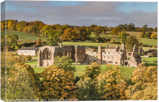 Egglestone Abbey in Autumn Sun (1) Canvas Print by Richard Laidler