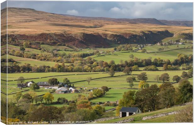 Low Houses farm to Holwick from Middle Side, Teesdale Canvas Print by Richard Laidler
