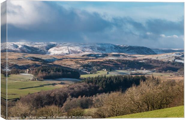 Snowy Cronkley Fell and Scar from Middle Side, Teesdale Canvas Print by Richard Laidler