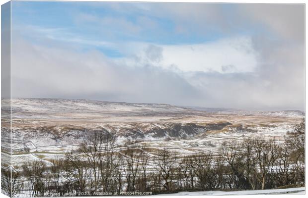 Holwick from Middle Side in Patchy Snow Canvas Print by Richard Laidler