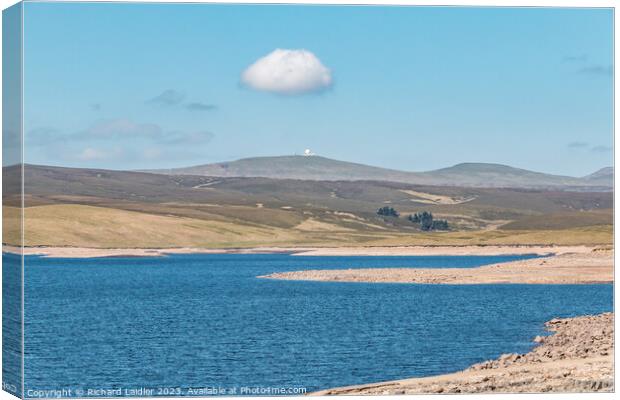 Cow Green Reservoir and Great Dun Fell (1) Canvas Print by Richard Laidler