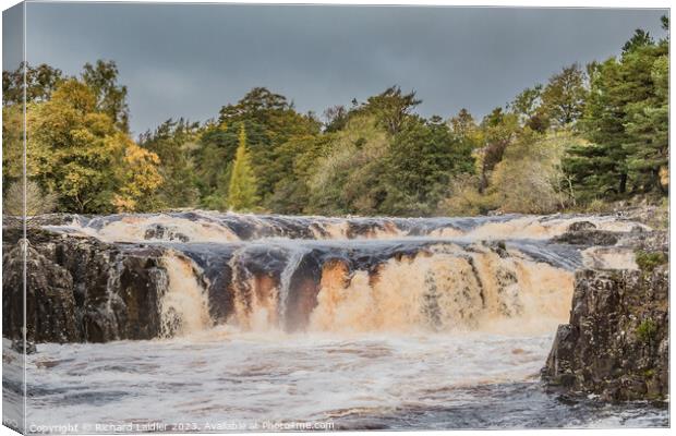 Low Force Waterfall in Spate after Storm Babet October 2023 Canvas Print by Richard Laidler
