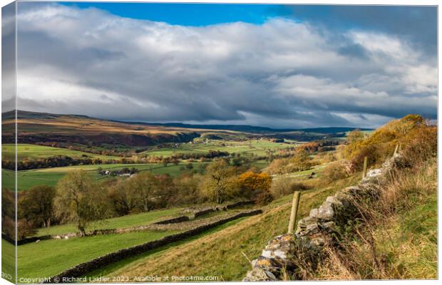Towards Holwick, Teesdale from Middle Side in Autu Canvas Print by Richard Laidler