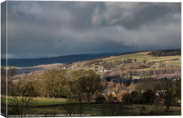 Winter Sun on Middle Side, Teesdale Canvas Print by Richard Laidler