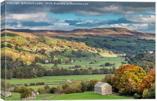 Low Row and Calver Hill, Swaledale, Yorkshire Canvas Print by Richard Laidler
