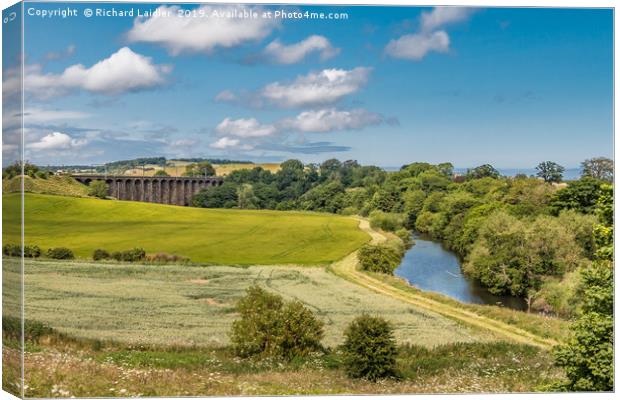 The River Aln and Alnmouth Railway Viaduct Canvas Print by Richard Laidler