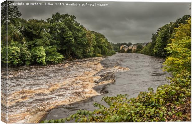 River Tees in Flood at Barnard Castle, Teesdale Canvas Print by Richard Laidler