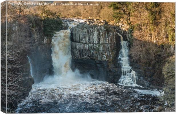 Winter Sun on High Force Waterfall, Teesdale Canvas Print by Richard Laidler