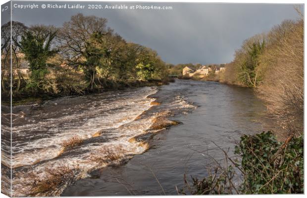 River Tees at Barnard Castle in dramatic light Canvas Print by Richard Laidler