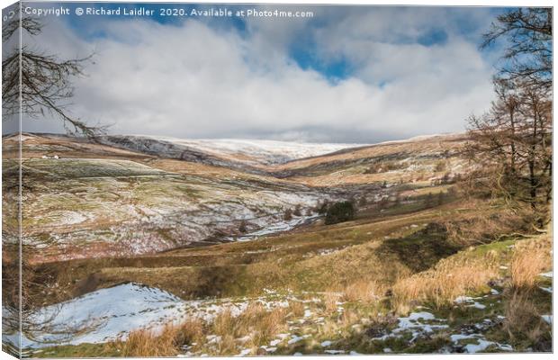 The Hudes Hope Valley in Winter (1) Canvas Print by Richard Laidler
