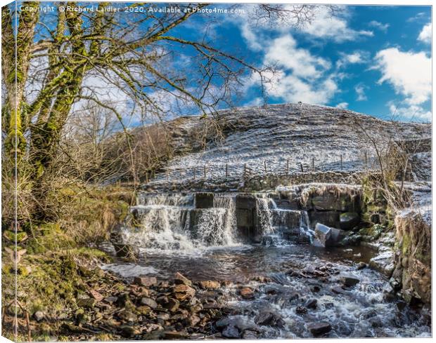 Ettersgill Beck Waterfall, Teesdale, in Winter Canvas Print by Richard Laidler