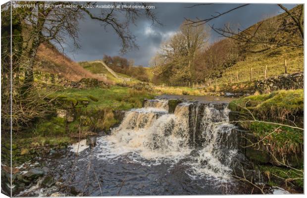 Ettersgill Beck Waterfall in Dramatic Light Canvas Print by Richard Laidler