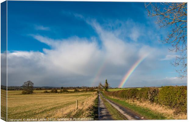 Double Rainbow at Van Farm, Thorpe, Teesdale Canvas Print by Richard Laidler