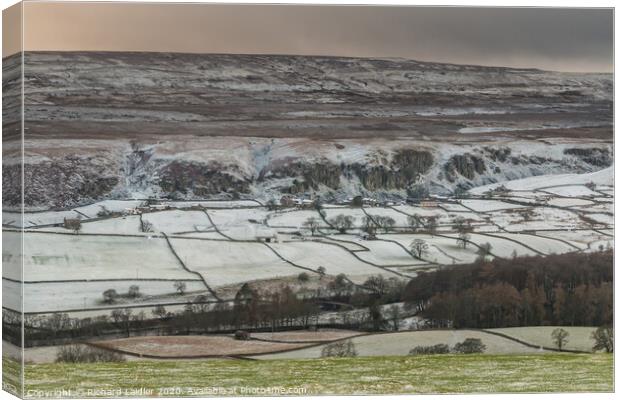 A Dusting of Snow on Holwick Upper Teesdale Canvas Print by Richard Laidler