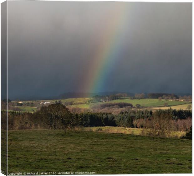 Rainbow and Snow Squall from Barningham Moor Canvas Print by Richard Laidler