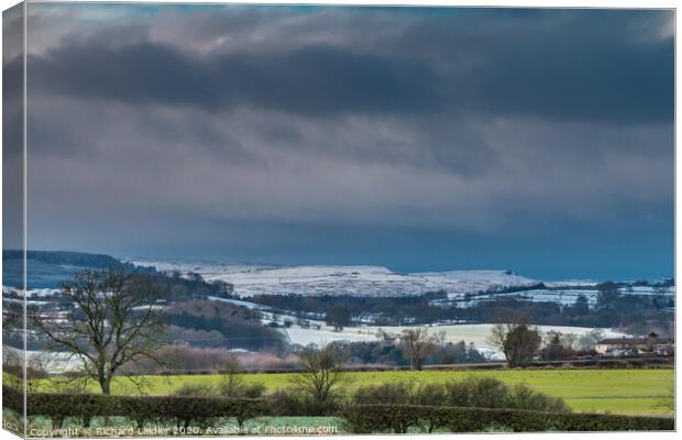 Snow and Dramatic Light on The Stang, Teesdale Canvas Print by Richard Laidler