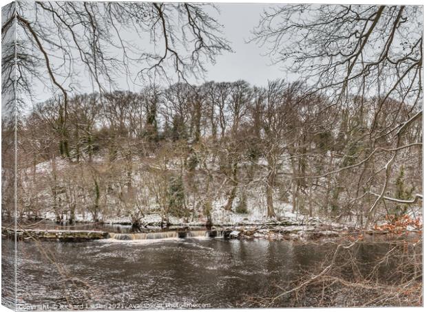 A Wintry River Tees at Whorlton Canvas Print by Richard Laidler