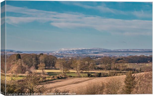 Snowy Cross Fell from Wycliffe, Teesdale Canvas Print by Richard Laidler