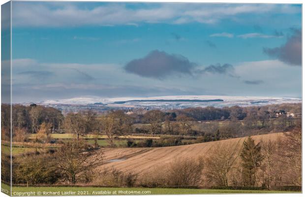 A Snowy Cross Fell from Wycliffe, Teesdale Canvas Print by Richard Laidler